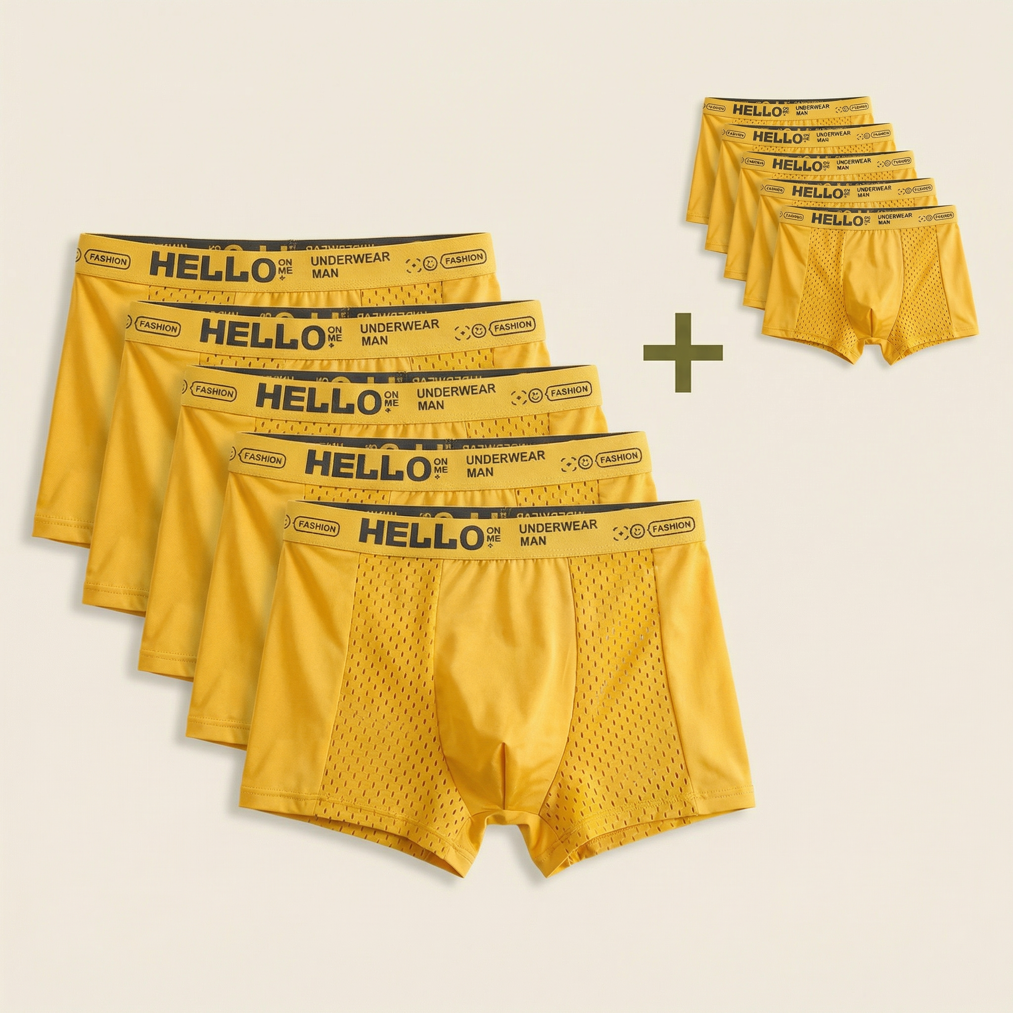 Hello Mesh Boxers 5-Pack Yellow | + 5 FREE