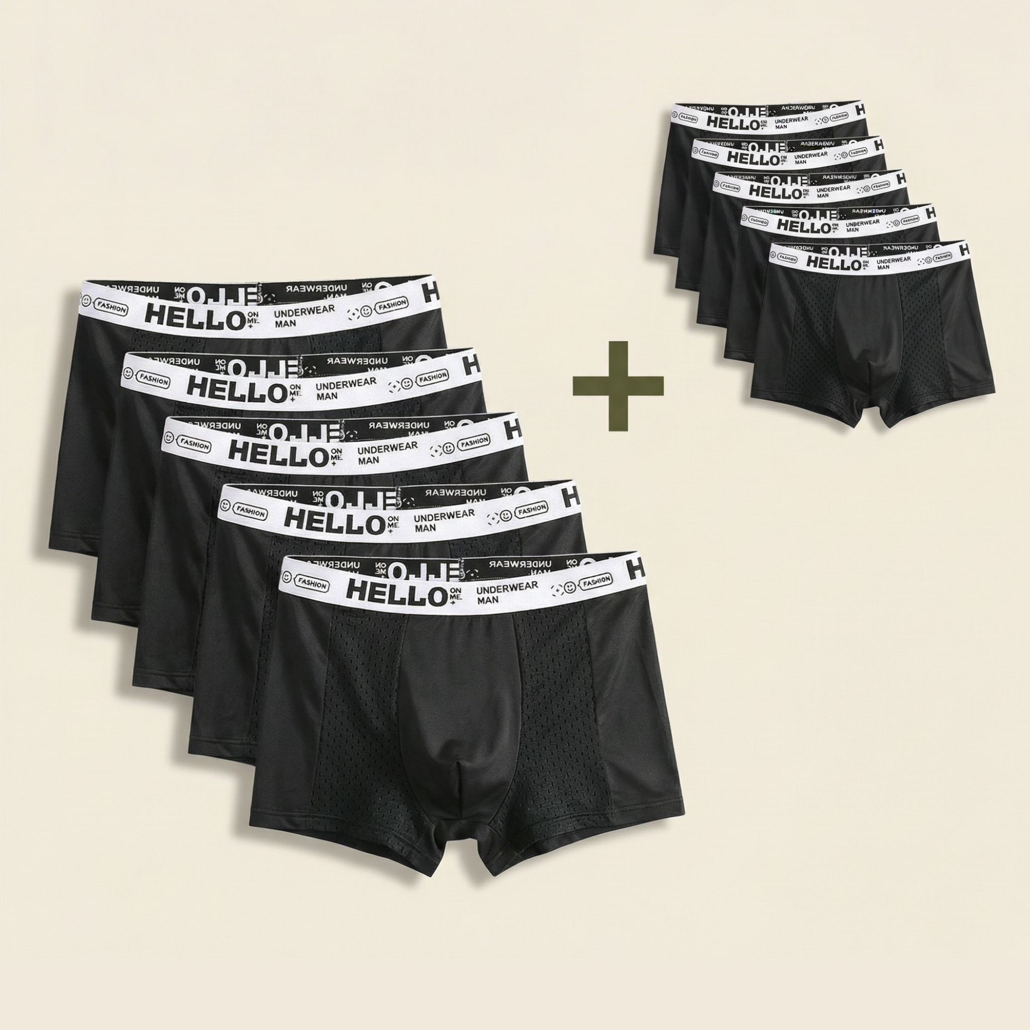 Hello Mesh Boxers 5-Pack Black | + 5 FREE