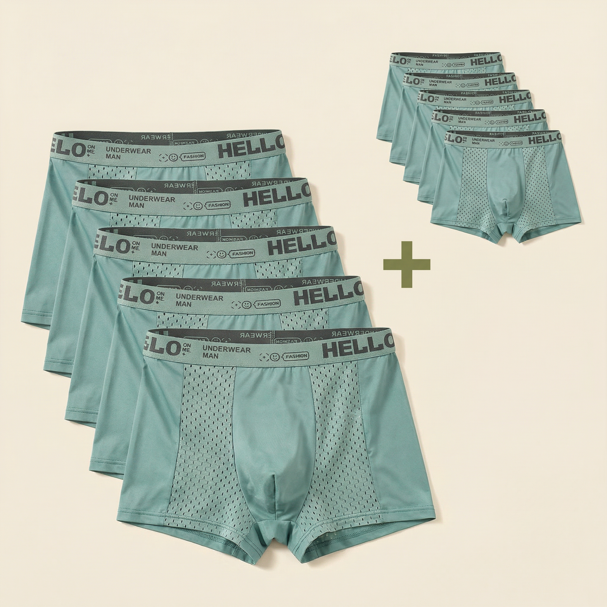 Hello Mesh Boxers 5-Pack Green | + 5 FREE